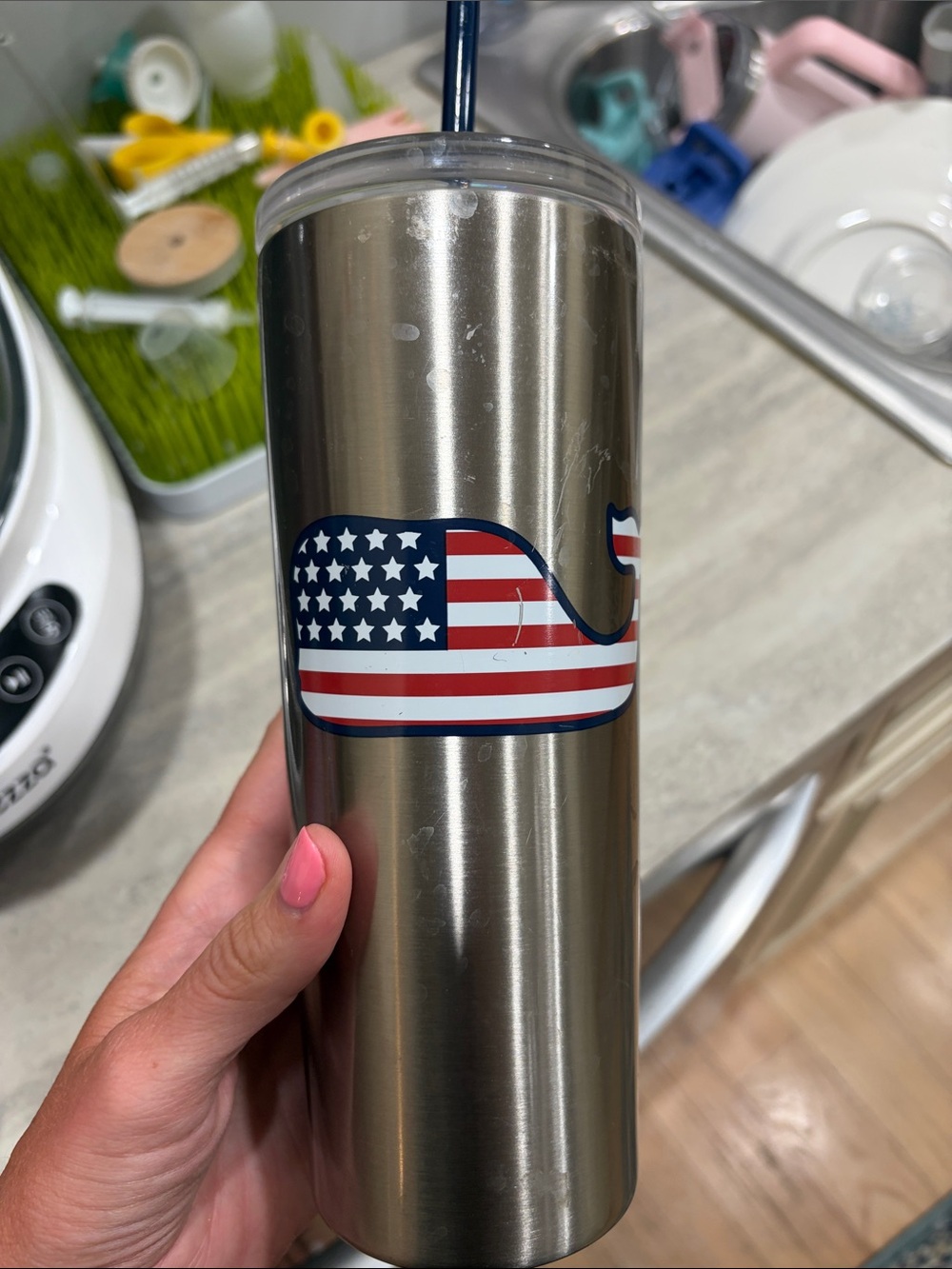 Stainless Steel USA Flag Whale Tumbler - Unbranded
